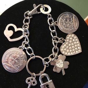 Charm $ Luck silver tone bag charm